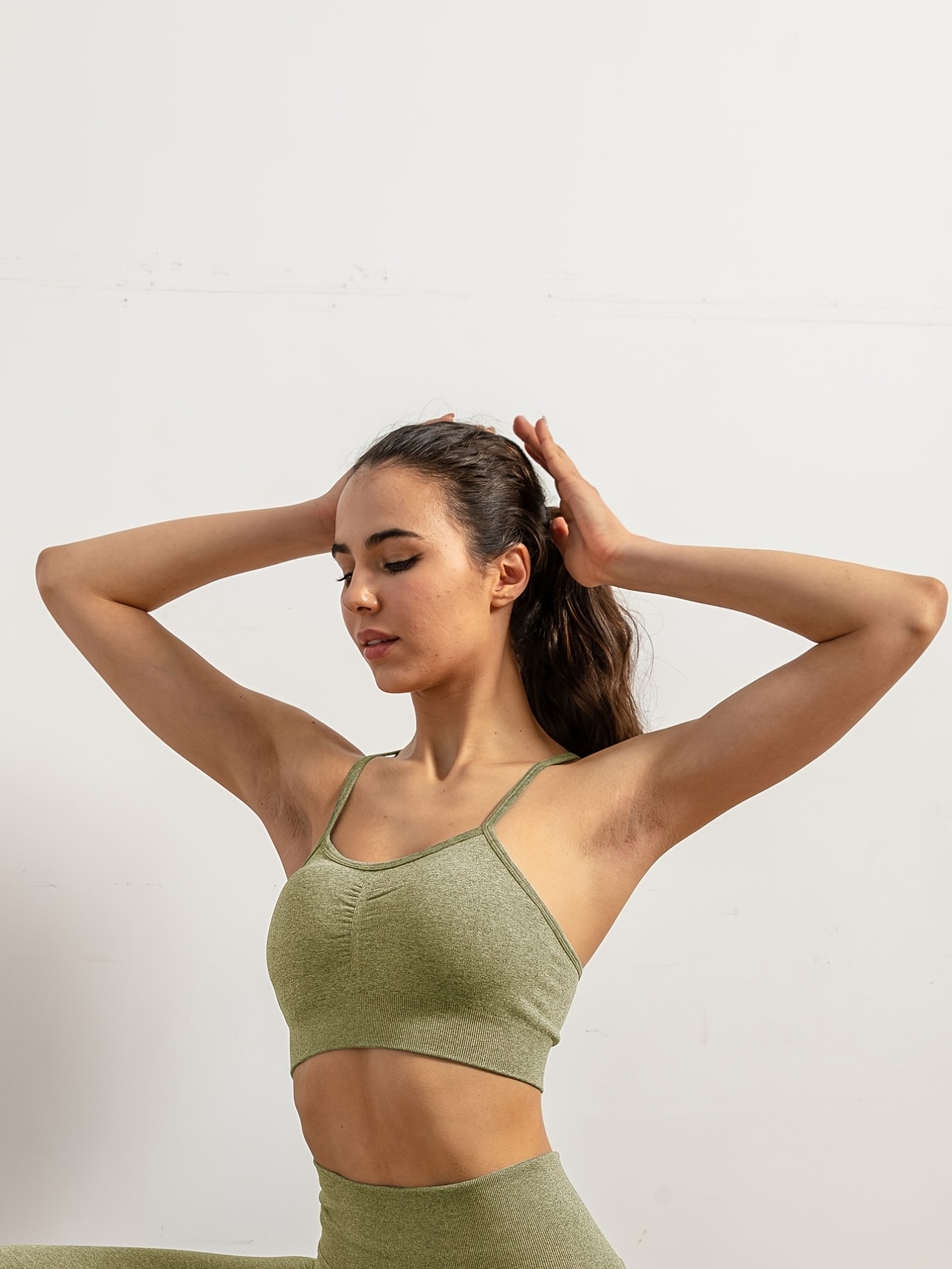 Olive Green Crop Top - Seamless Bralette - Adjustable Crop Top