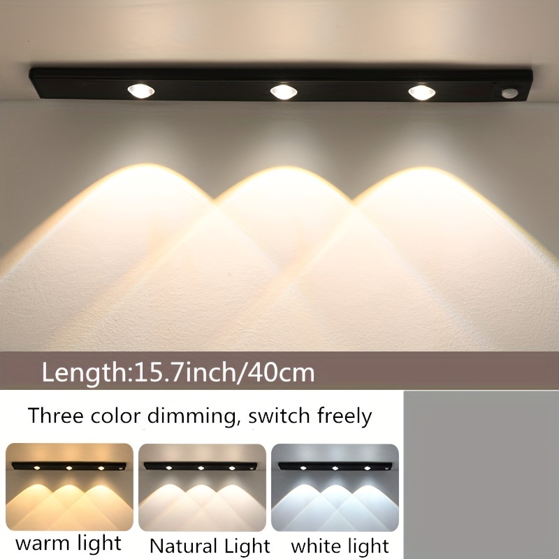 Tira de luz LED moderna con sensor de cuerpo humano, cinta magnética inalámbrica recargable, ideal para zapateros, vitrinas, armarios, gabinetes, sin necesidad de cableado - Imagen 11