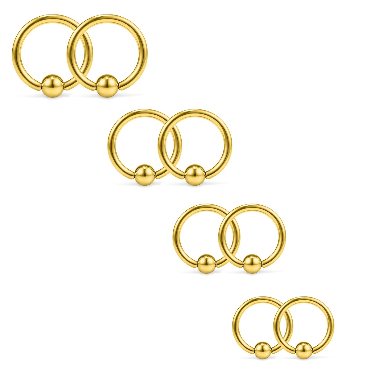 8PCS Horseshoe & Captive Bead Nose Hoop Septum Ring Set