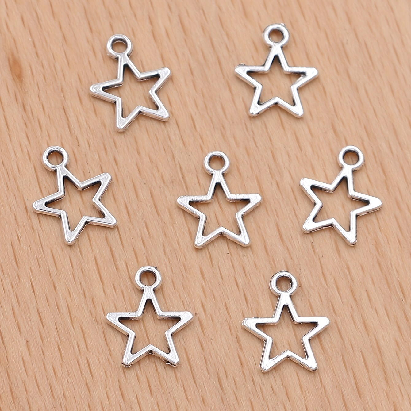 Silver Plated Star Charm Hollow Vintage Pendant Y2k Charms - Temu