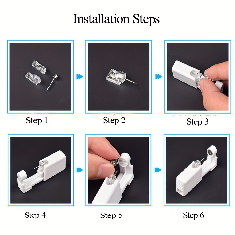 NEW 6 Pcs Ear Piercing Kit Disposable Ear Piercing Gun Kit with