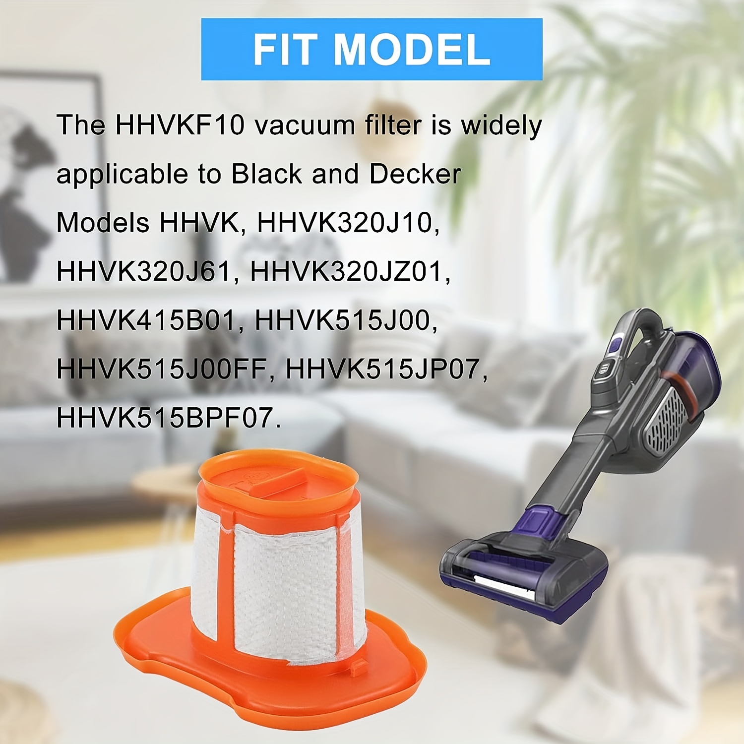 4Pack Filters HHVKF10 for Black+Decker HHVK320J10 HHVK320J61 HHVK320JZ01  HHVK415B01 HHVK515J00 HHVK515J00FF HHVK515JP07 HHVK515BPF07 Hand Vacuum  Replacement Parts 