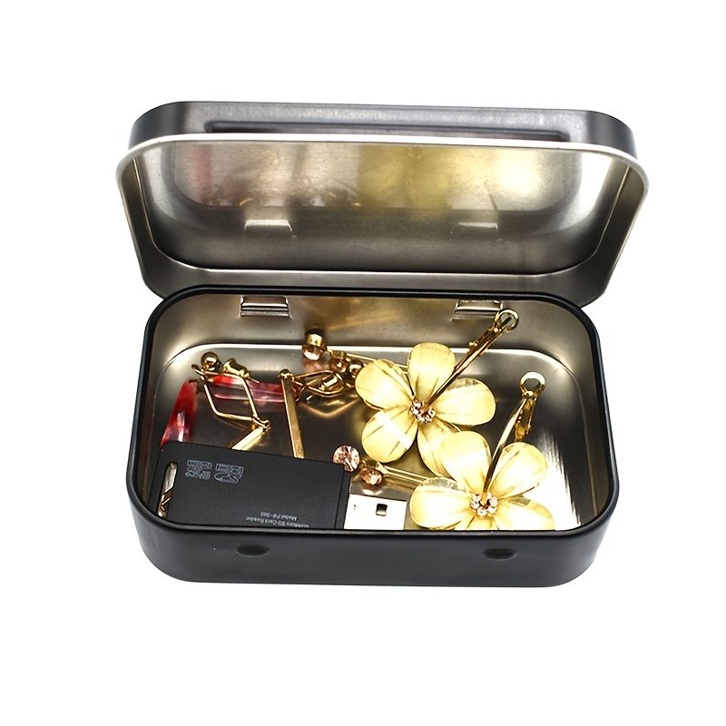 Metal Tin Box Metal Tins With Lids Clear Top Tins Box Empty Storage Tins  Case Rectangle Containers Can with Large Clear Window for Candles, Candies