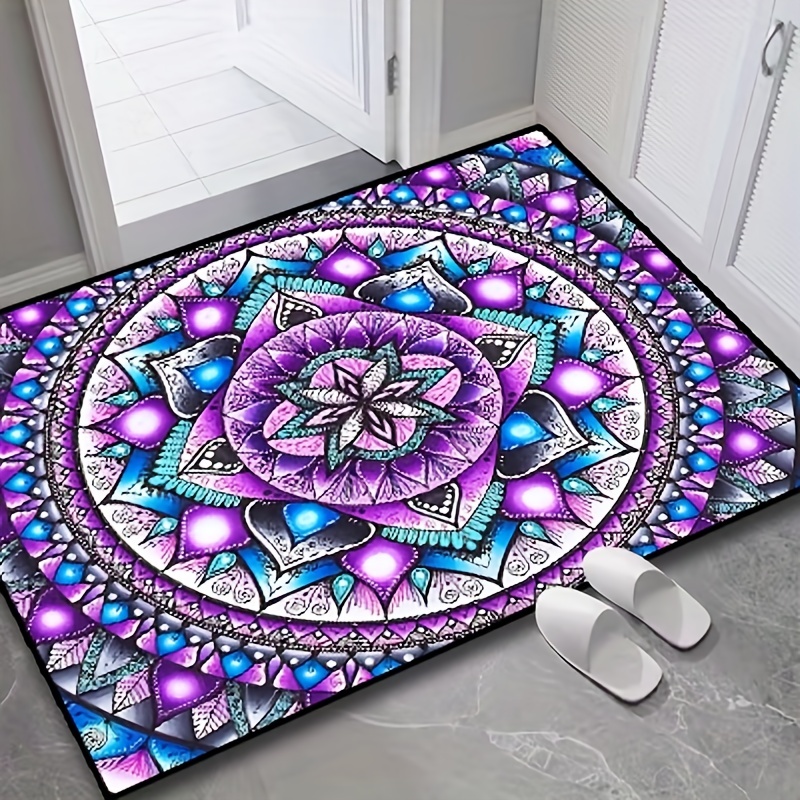 Mandala Boho Indoor Doormat, Low-pile Front Back Door Mat, Non