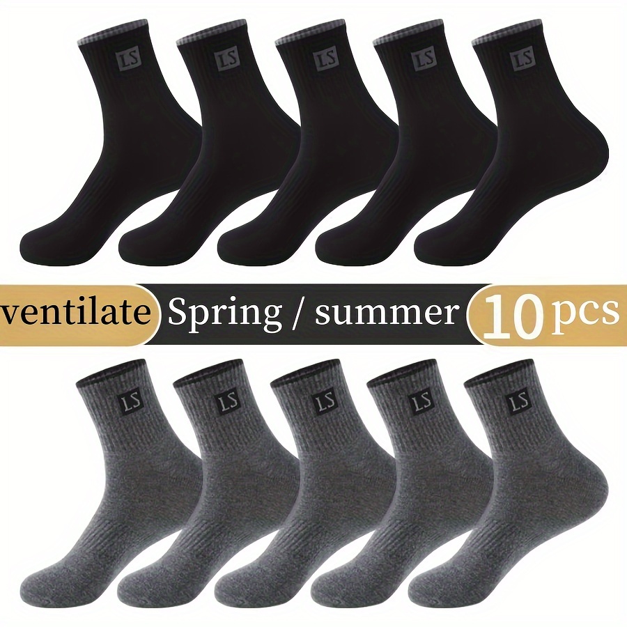 E-shop 5/10 Paar Herren-Crewsocken, bequem & atmungsaktiv, dünn für Frühling/Sommer, ideal für den , bequeme & lässige Business-Sportsocken