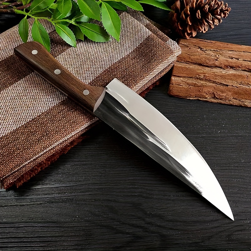 1pc, Chef Knife, Handmade Steel Kitchen Knives, Chef Slicing Knife, Meat  Cleaver Knife For Kitchen, Home, Outdoor, Camping, Restaurant, Kitchen Gadge