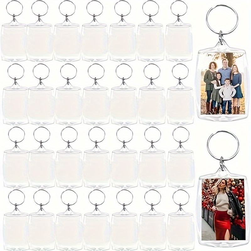 Rectangle Shapes DIY Keychain Picture Frame Keyring with Split Rings for  Photo