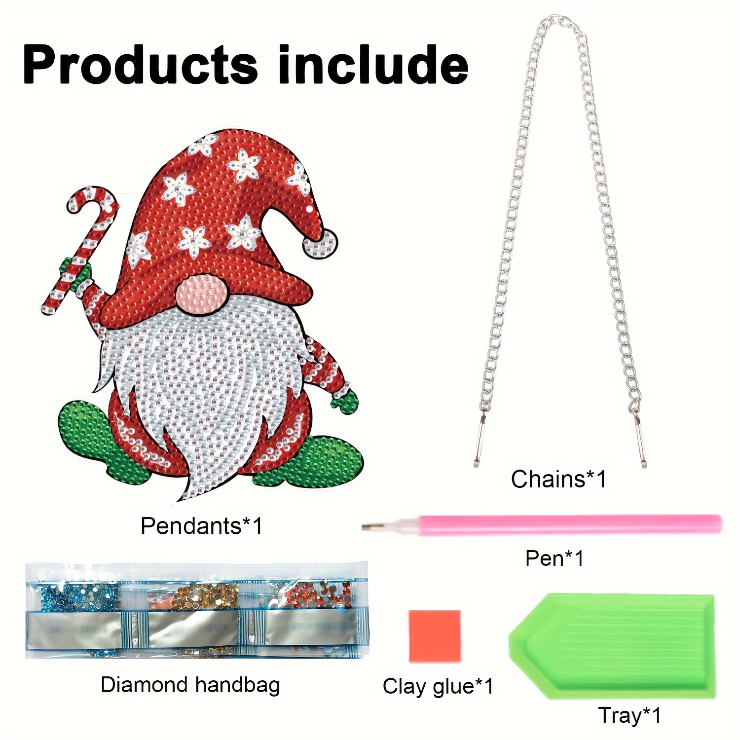 Gnome DIY Diamond Art Ornaments Round Diamond Diamond Art Hanging Pendant  Sign