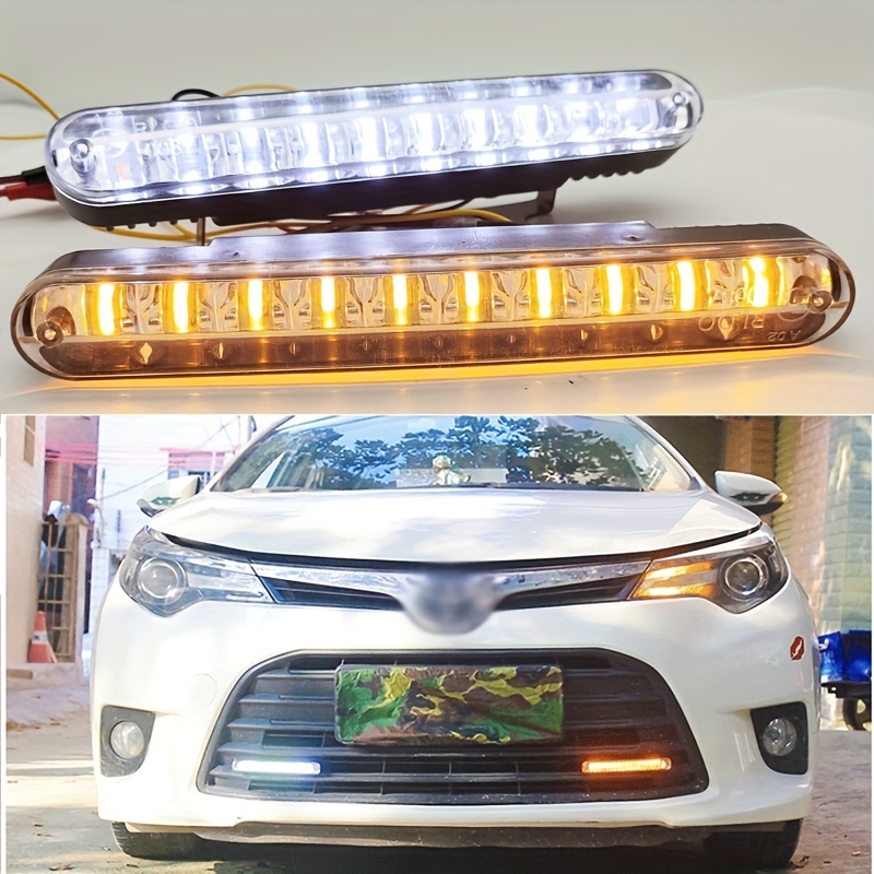 Jeu de 2 bandes LED lumière du jour pour voiture - pour 2 phares - couleur  blanc à jaune