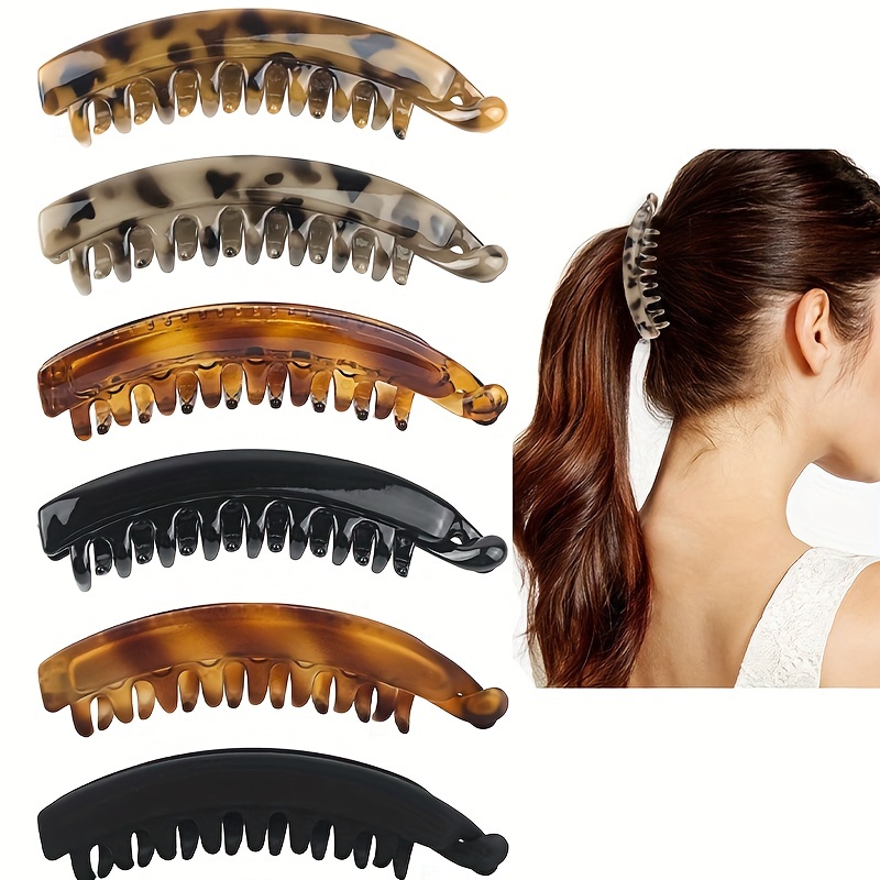 

1/6pcs Banana Clip For Women Leopard Pattern Hair Lip Glossy Hair Clip Frosted Hair Clip For Ponytail Holder Women Female Hair Accessories