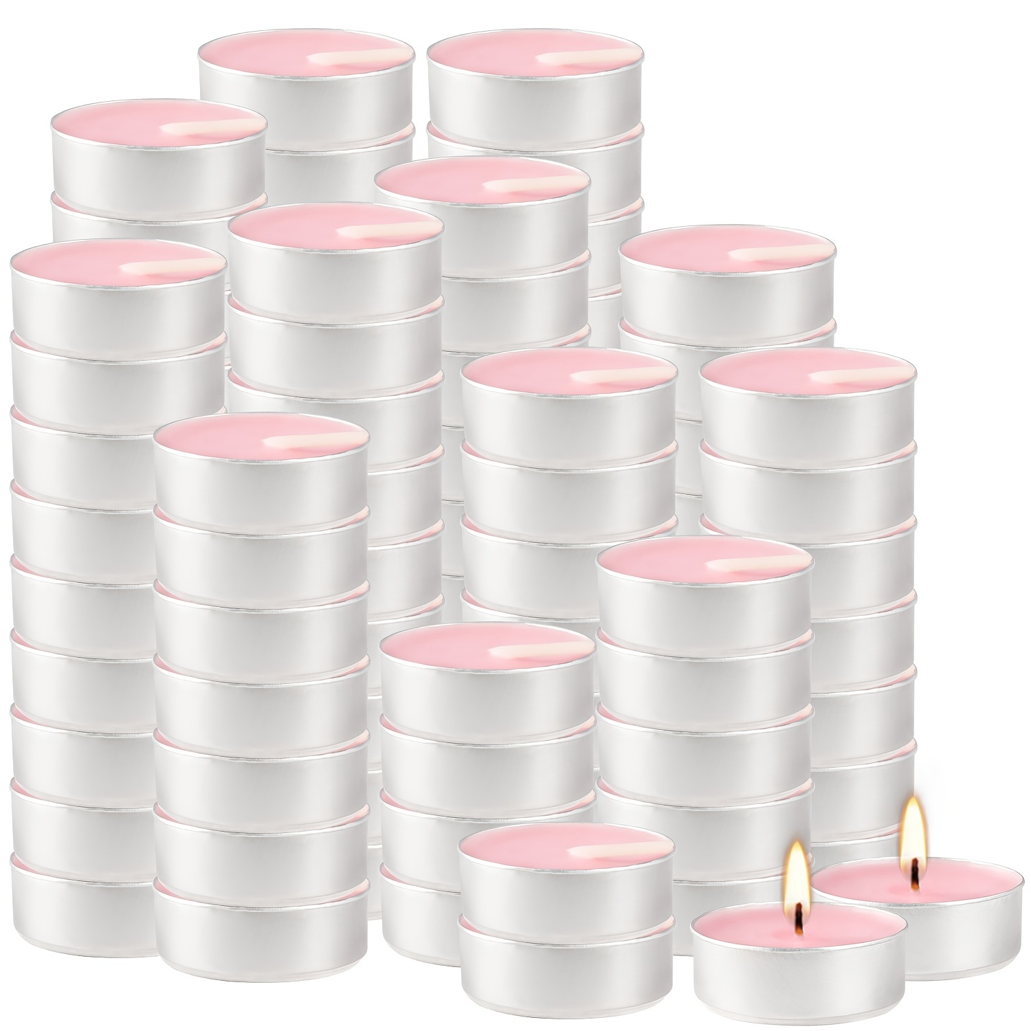 Paquete de 100 velas de té rojas, velas románticas sin perfume, sin goteo y  de larga duración, sin humo, para el estado de ánimo, decoración