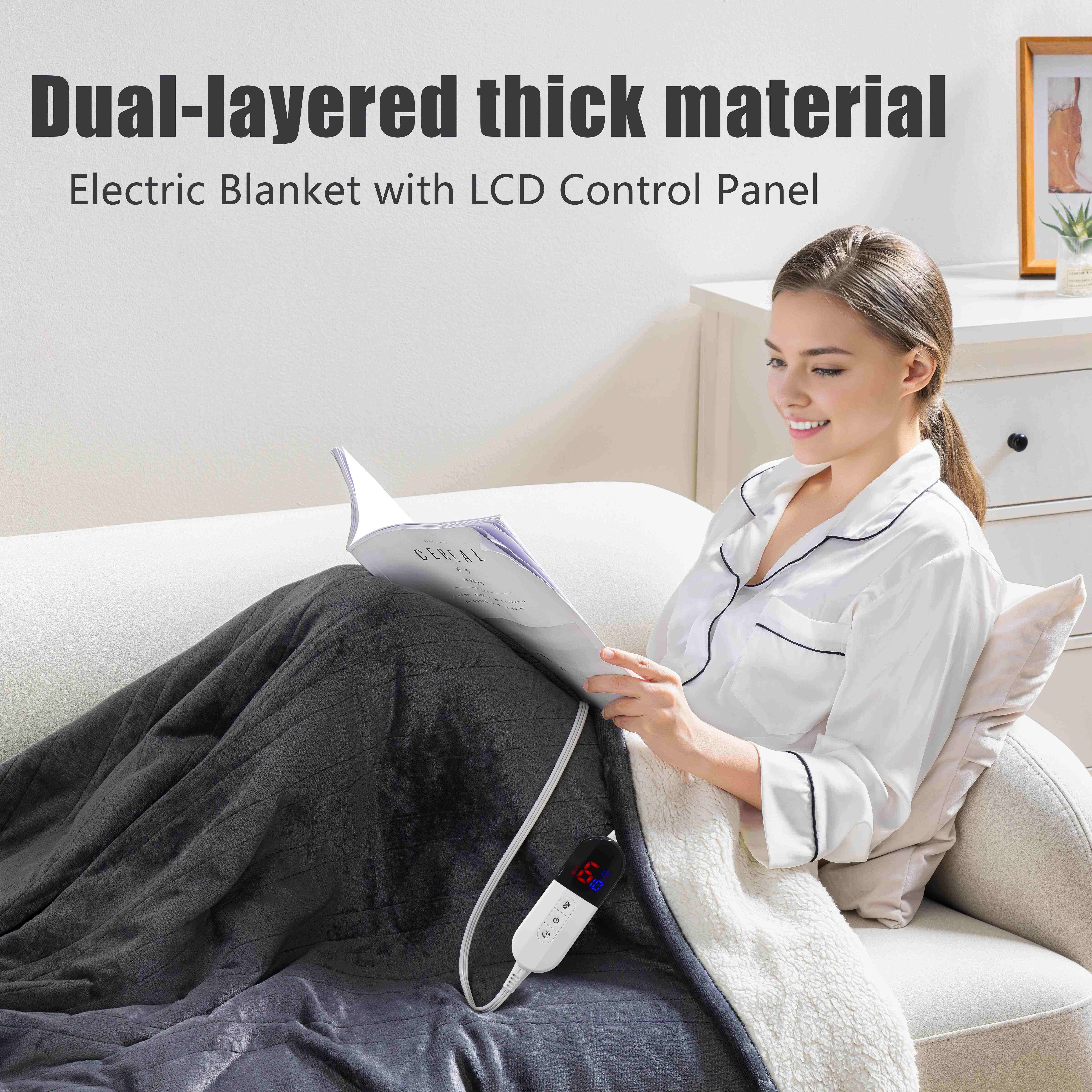 1pc electric blanket heated throw fast heating and hand controller with led control panel machine washable soft and comfortable flannel heated blanket 6 heating settings and 4or10 hours auto shut off holiday gift blanket for friend and family