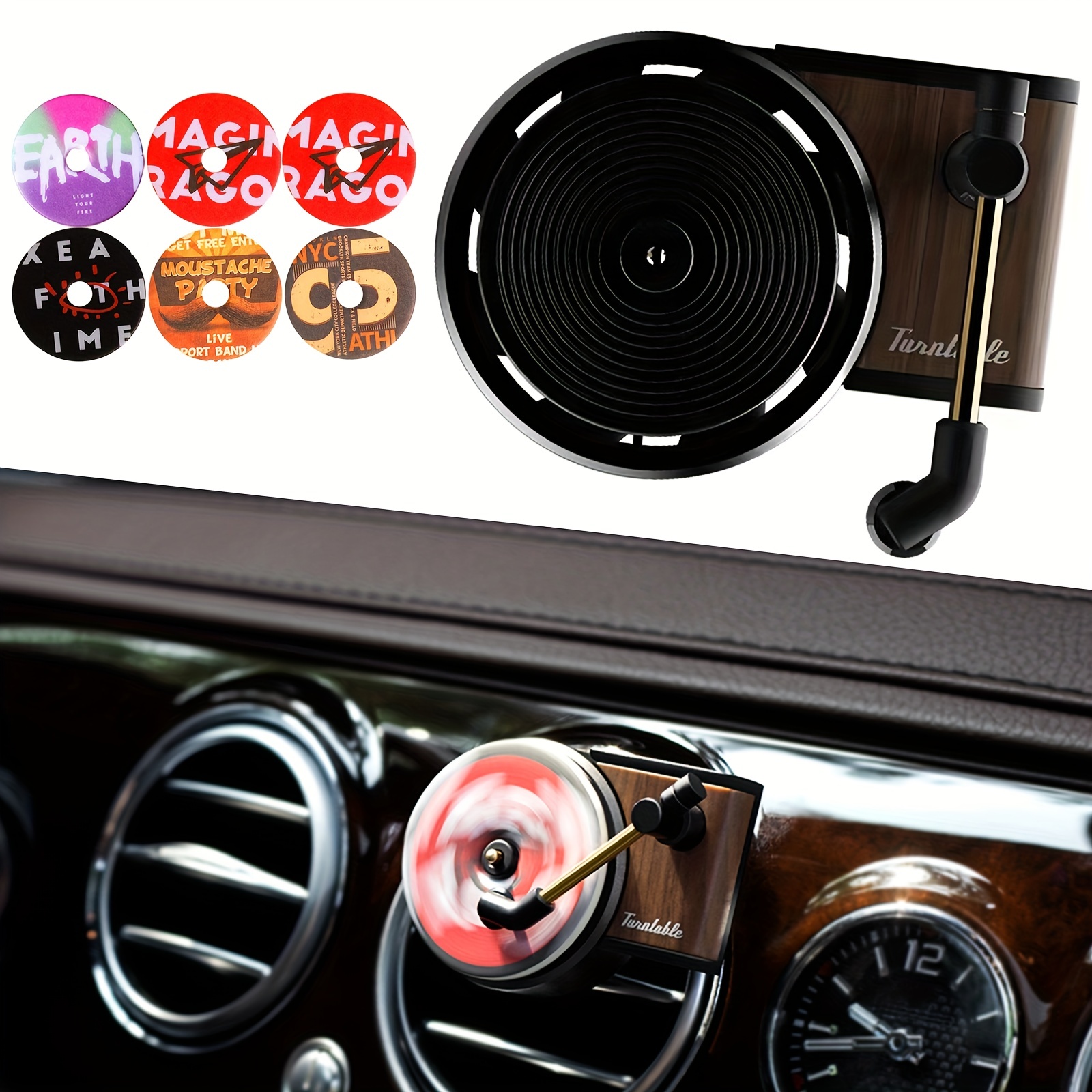 1pc Retro Style Air Freshener Record Player Design, Car Vent Clip, Car  Perfume Diffuser Clip, 6 Fragrance Replacement Pads