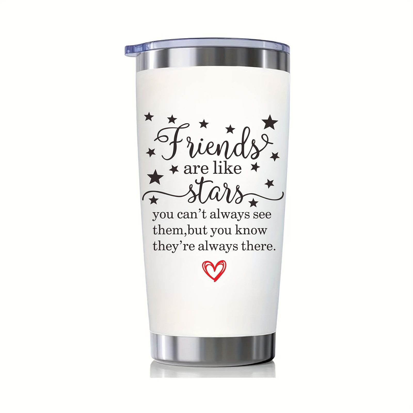 

1pc, Friends Are Like Stars Tumbler With Lid, 20oz Water Bottle, Insulated Water Cups, Summer Winter Drinkware, Outdoor Travel Accessories, Valentine's Day Gifts
