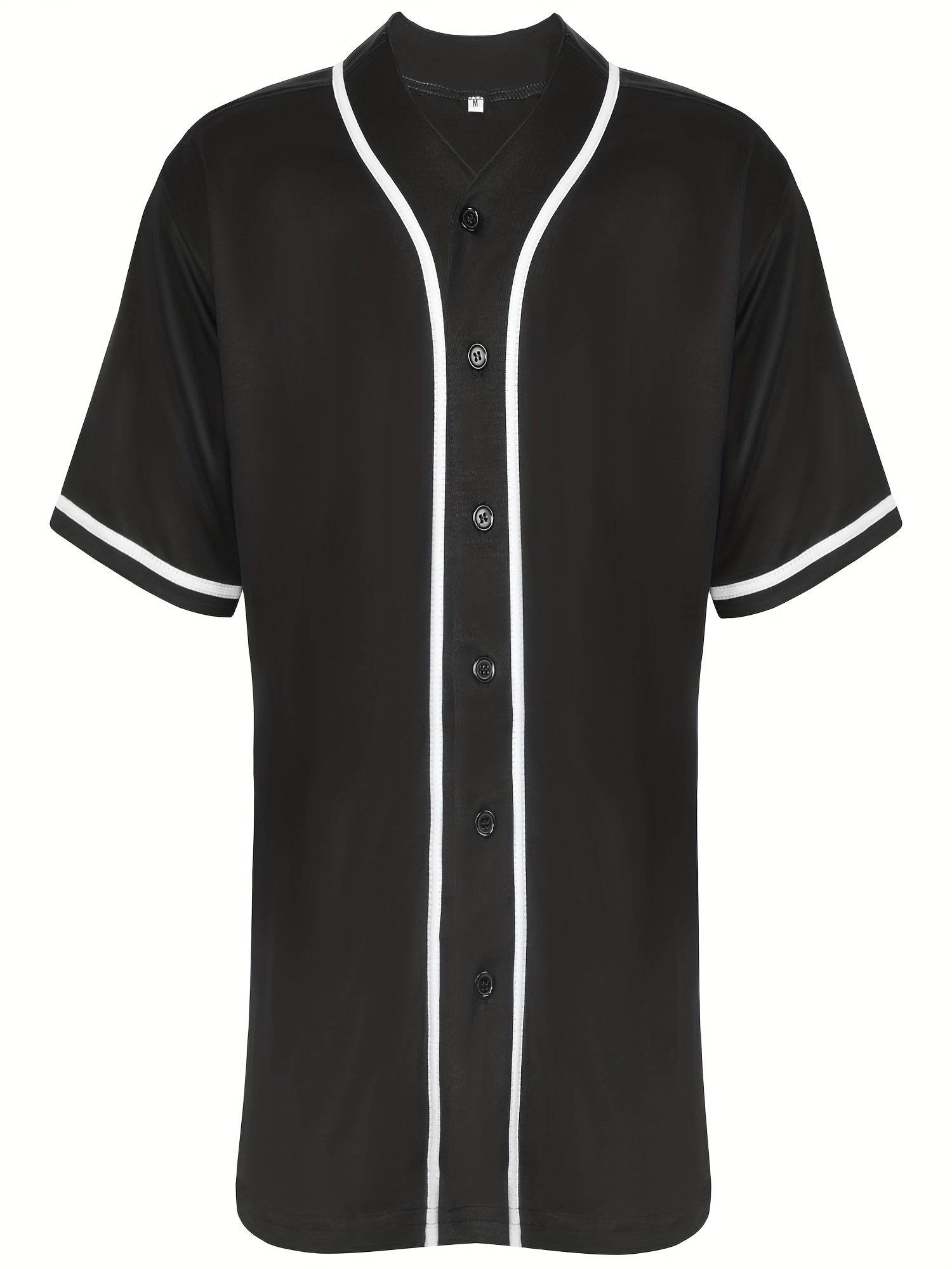 Mens Solid Baseball Jersey, Casual Button Up Short Sleeve Sports Uniform Hip Hop Shirt,Breathable, Quick Dry,Temu