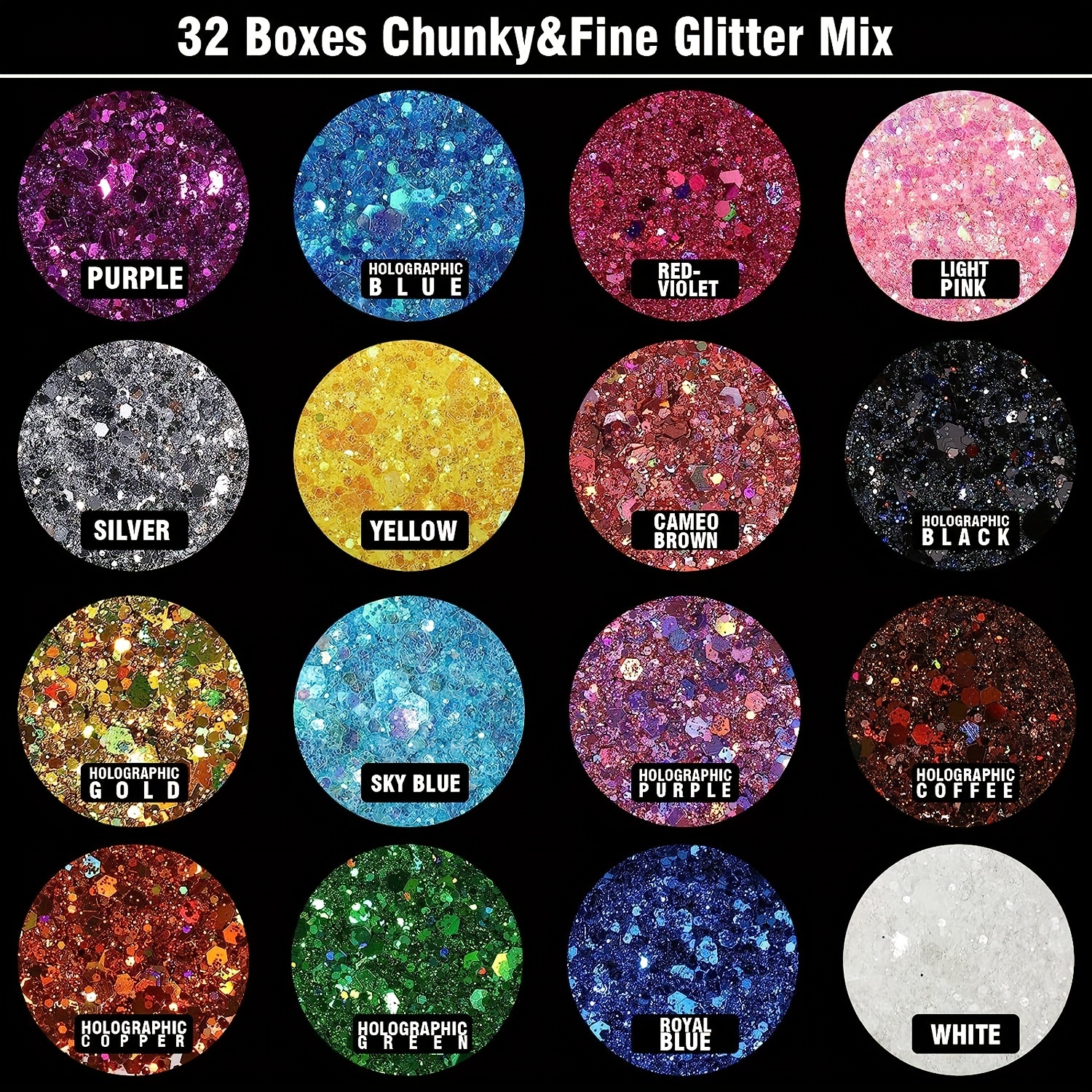  18 Boxes Holographic Cosmetic Festival Chunky