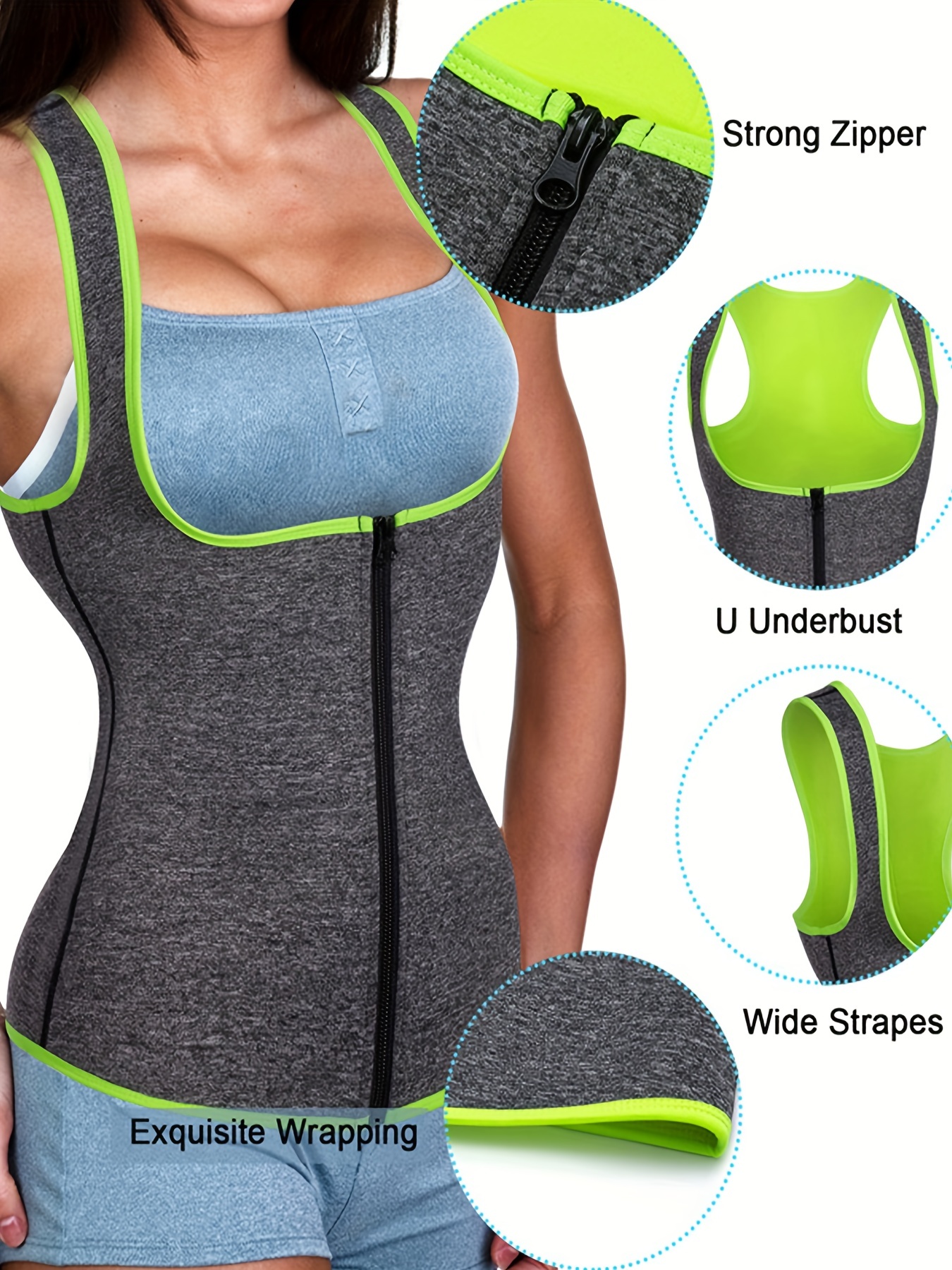  Women Sauna Suit Workout Jacket Hot Sweat Shirt Body Shaper  Waist Trainer Fitness Top Long Sleeve Neoprene Zipper : Sports & Outdoors