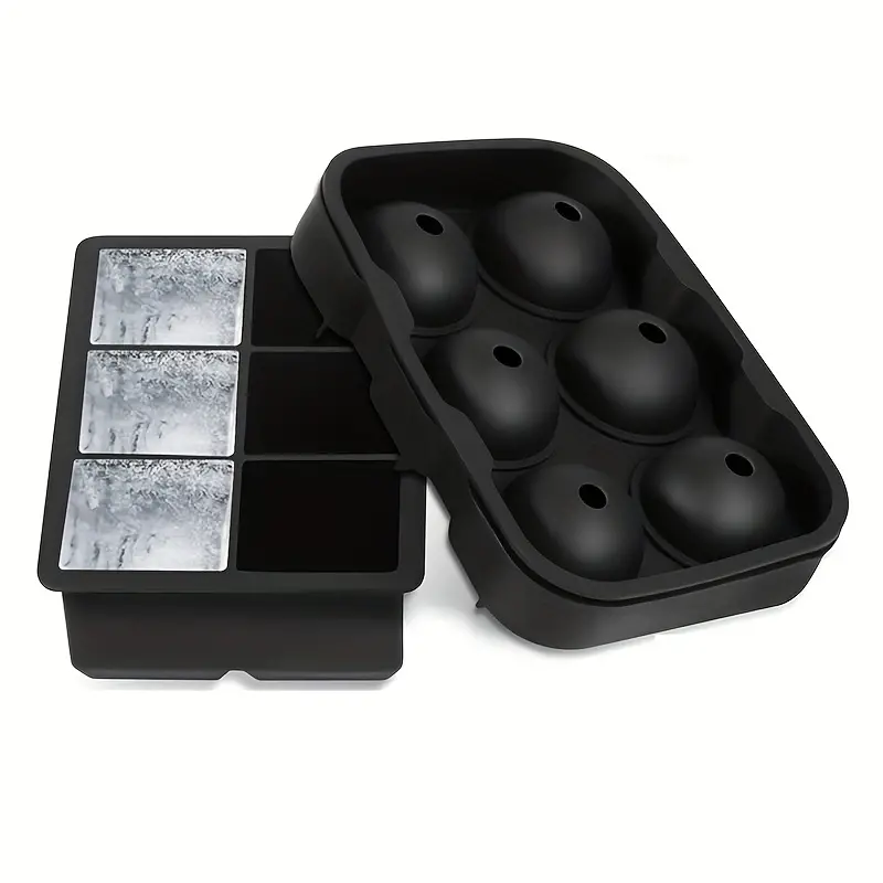 2 Pack Silicone Ice Mold Maker Large Ice Cube Tray Set for Cocktails &  Bourbon