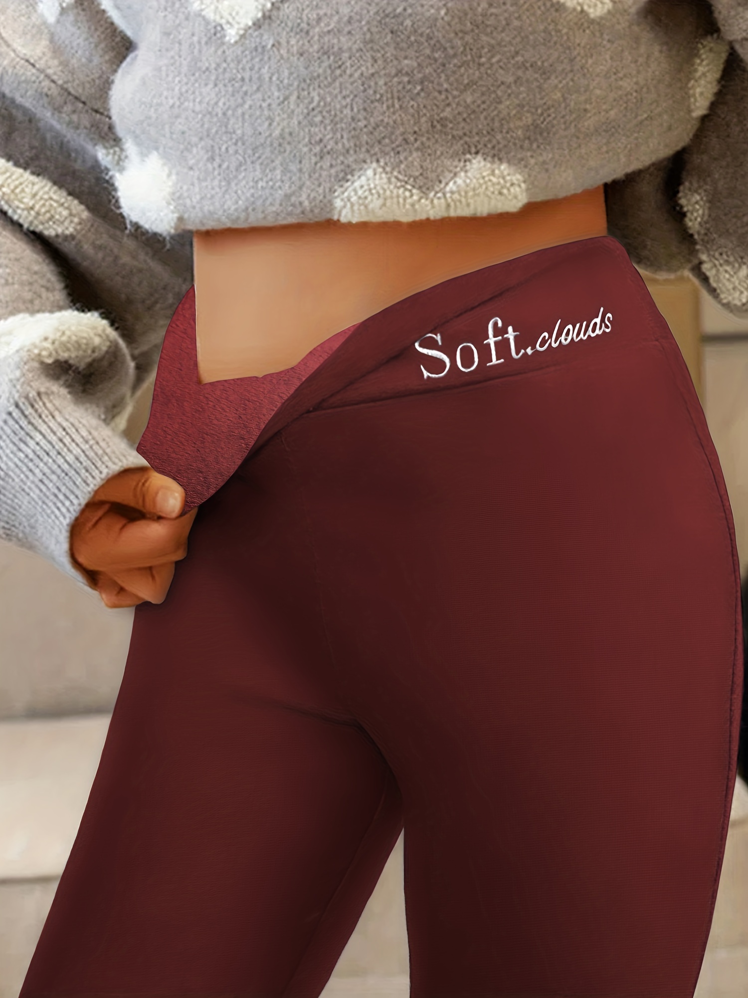Casual Warm Winter Solid Pants,soft Clouds Fleece Leggings For Women  Winter,tight And Confortable Warmer Legging