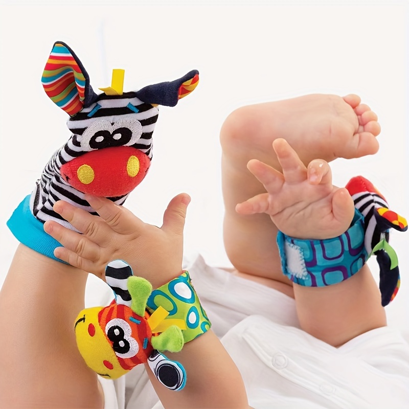 newborn baby animal wristband with rattle   with socks baby puzzle toy details 0