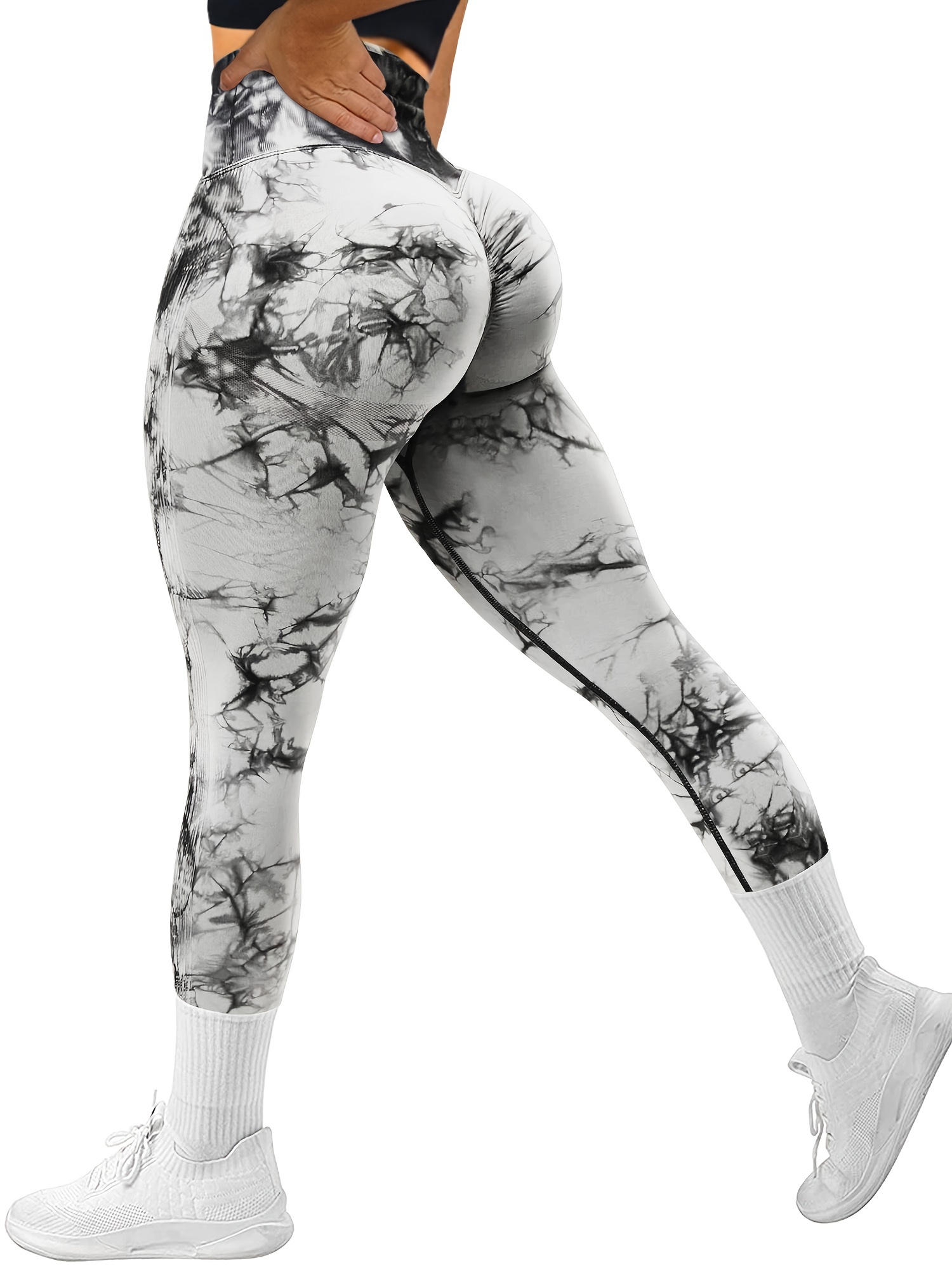 GILLYA Seamless Yoga Pants Seamless Workout Leggings for Women Tummy  Control Butt Lift Scrunch Booty Leggings Ribbed Tie Dye - ShopStyle