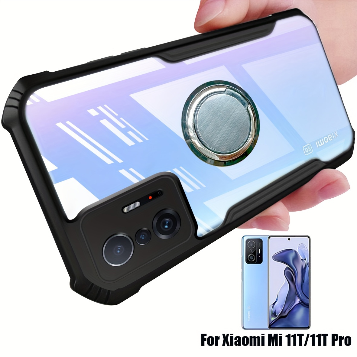 Funda De Silicona TPU Xiaomi Mi 11T/11T Pro Negro Anillo Magnetico