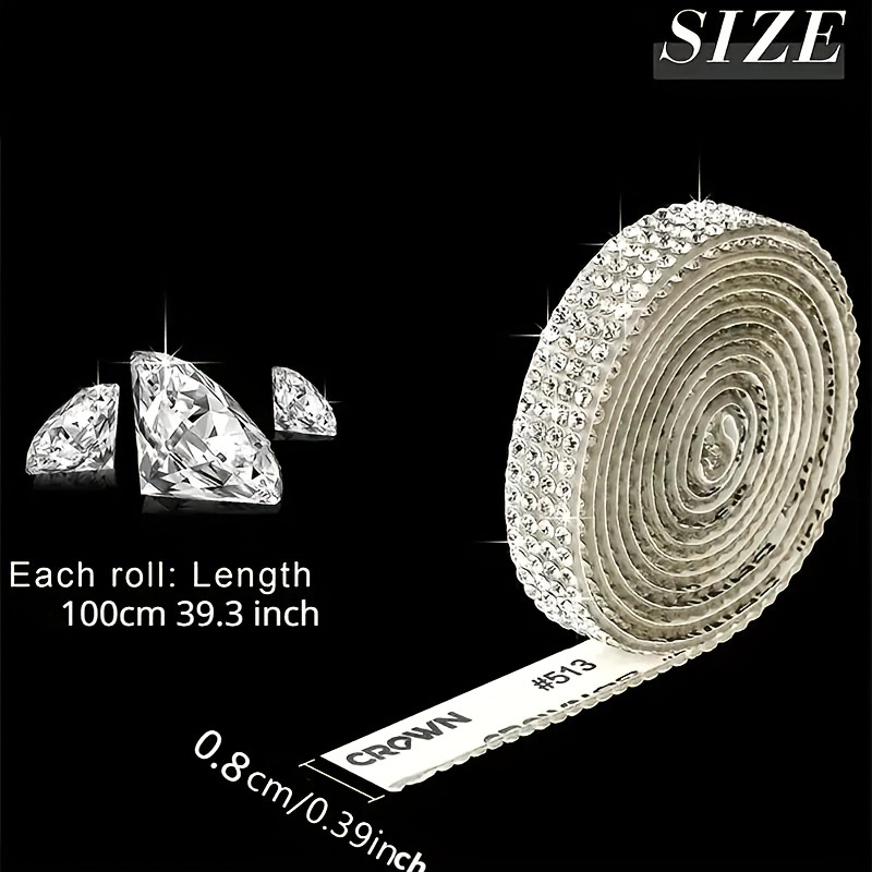 1roll Adhesive Rhinestone Self-adhesive Diamond Strip Decorative Tape Hot Melt Adhesive Diamond Tape