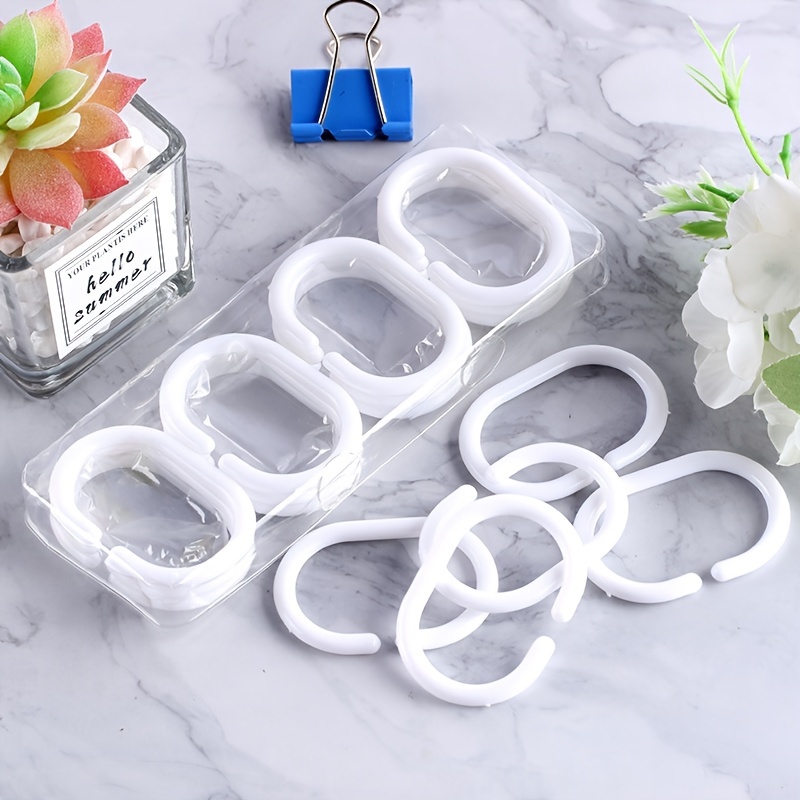 12pcs Plastic Shower Curtain Rings Hooks