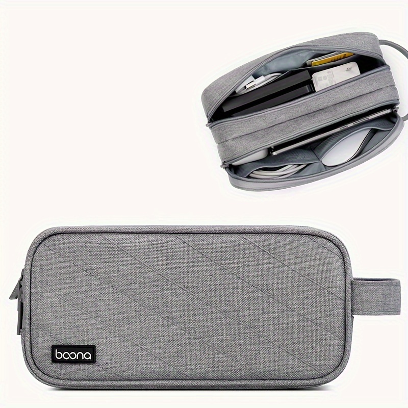 Men's Sleek Travel Organizer for Electronics - Phone, Power Bank & Cable Storage Pouch