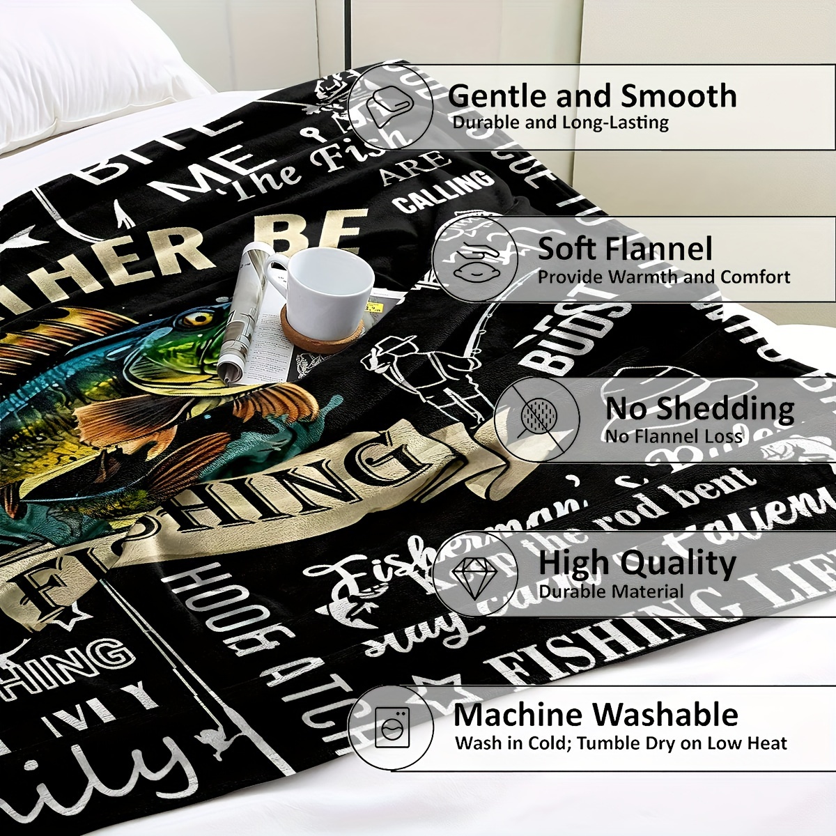 Fish Printed Gift Blanket Nap Blanket Sofa Air Conditioning - Temu