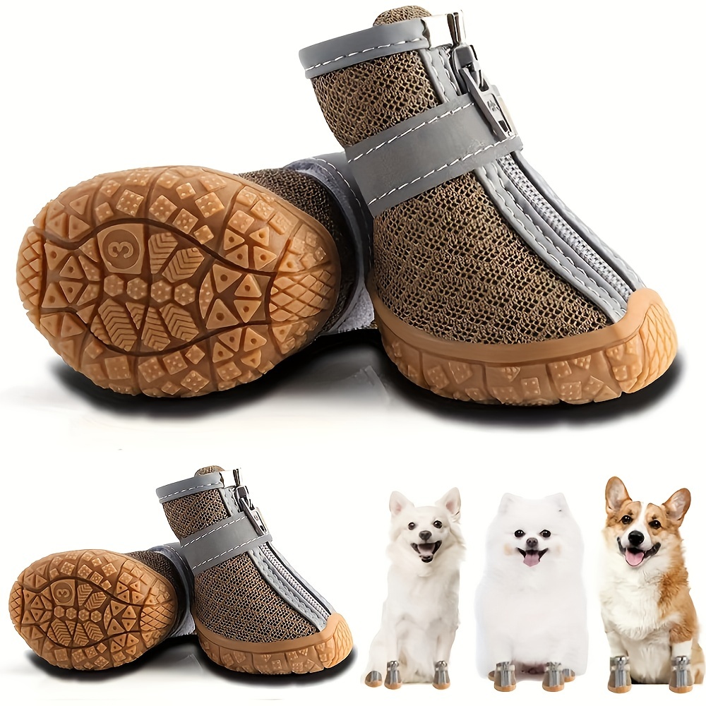 4pcs Set Small Dog Paw Protector Thickened Warm Dog Boots With
