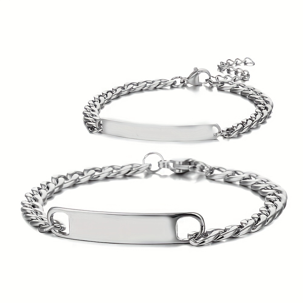 Pulseras con nombre personalizado para hombres y mujeres, acero