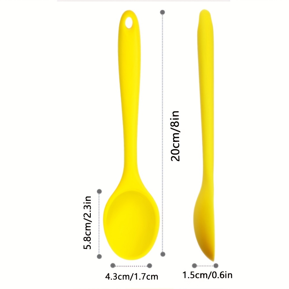 4 piezas Pequeñas cucharas de silicona multicolor antiadherentes cuchara de cocina  cuchara de silicona cuchara para servir cuchara para cocinar cocinar  herramientas de mezcla de agitación