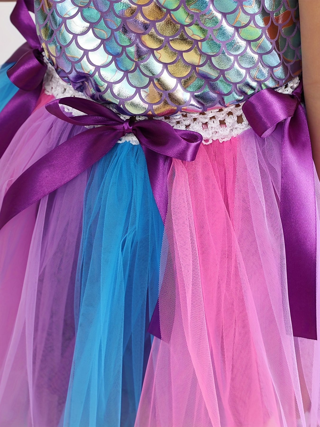 Vestido De Disfraz De Sirena Para Niña, Vestido De Tutú De Arco Iris Con  Cuello Halter, Vestido De Princesa Para Fiesta De Halloween, Accesorio  Inclui