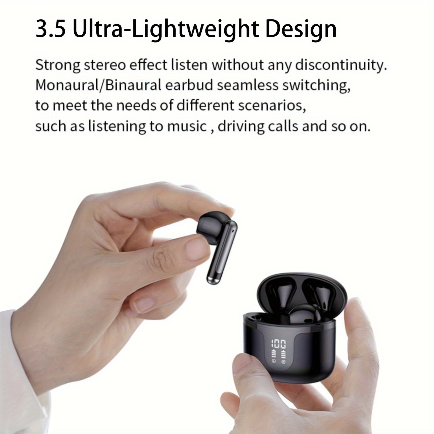 Trådlösa hörlurar, 5.3, 13 mm horn, inbyggd bruselimineringsmikrofon, Type-C snabbladdningsfodral, stereo, för IPhone/Android Gaming Business Spo_voghion.com