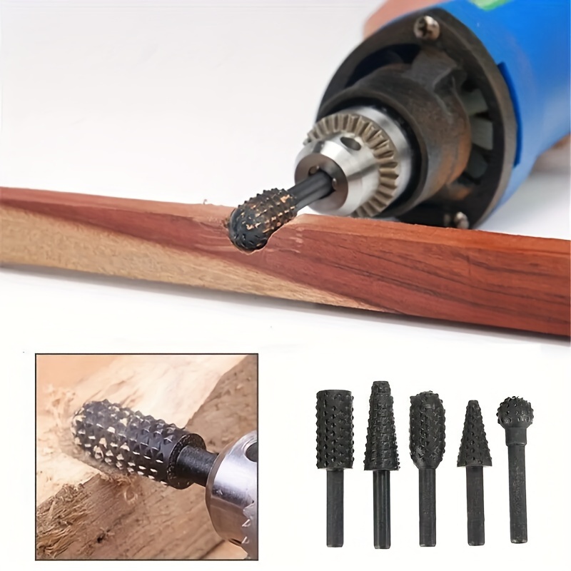 6pcs Woodworking Rotating Files Bits Electric Special-shaped File  Multipurpose Wood Carving Bits