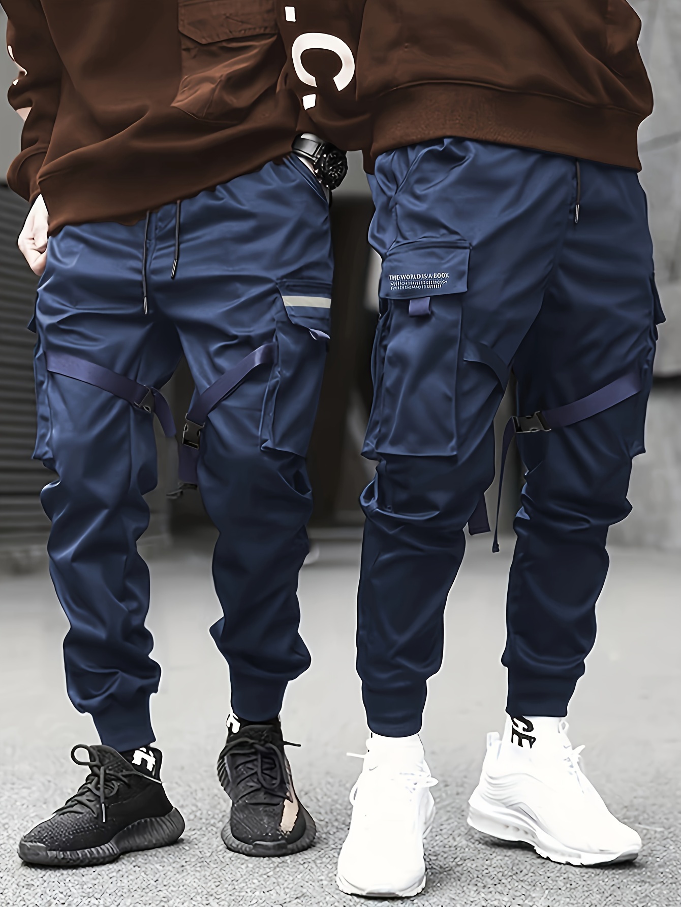Flap Pockets Boyfriend Cargo Pants Loose Fit Drawstring - Temu