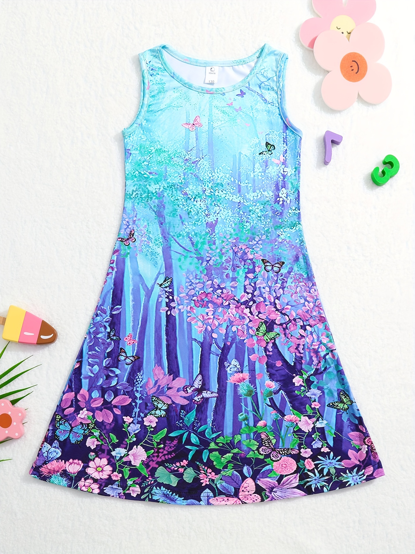 Girl's 3D Print Floral Dress