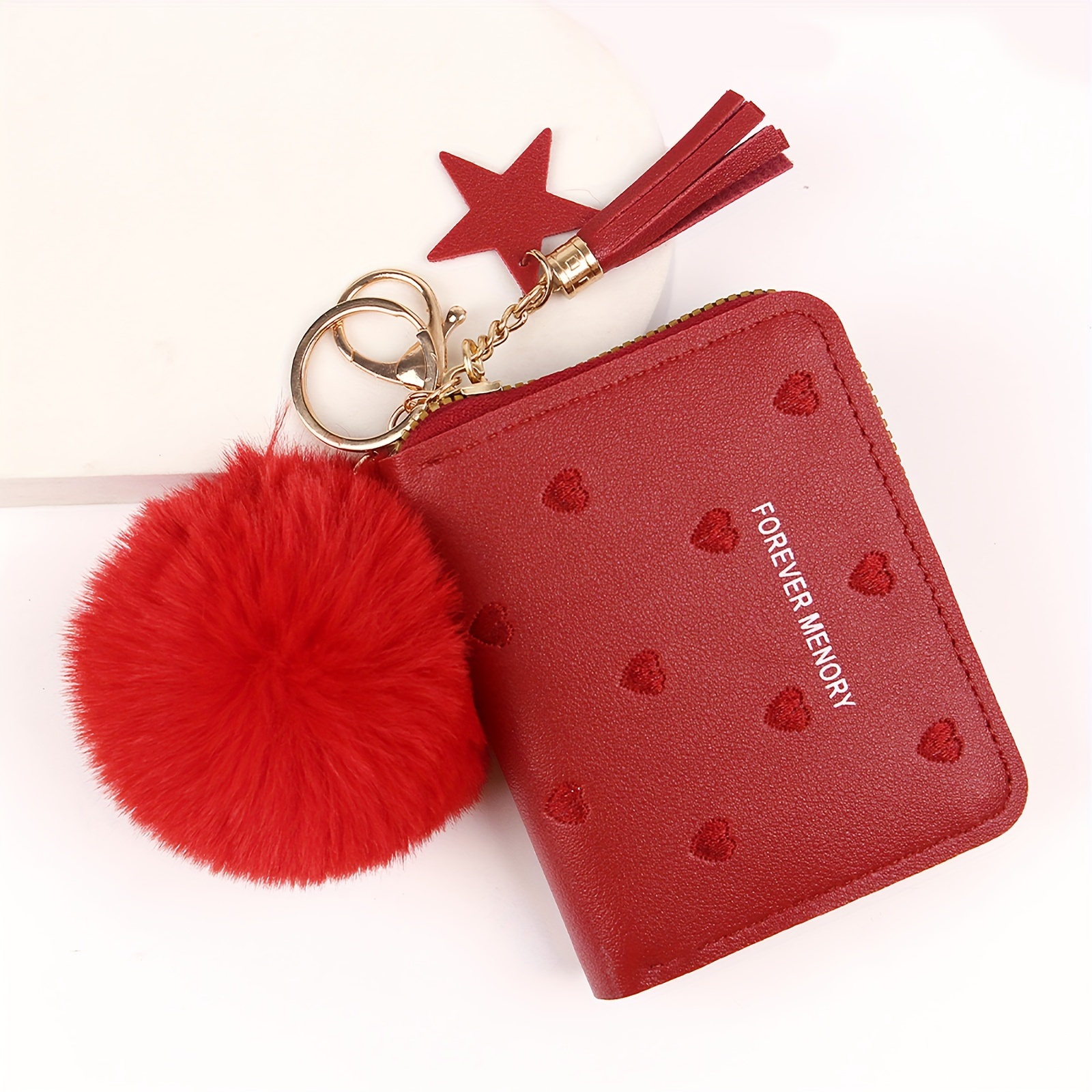 Llavero de corazón rojo de cuero, bolso rojo, llavero, accesorios de coche  para mujer, regalo de mamá, regalo de San Valentín -  México