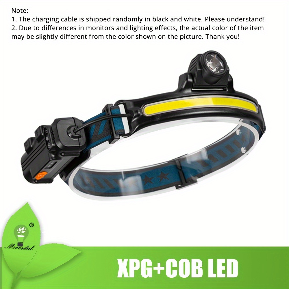 1pc XPG+COB LED Headlamp, Motion Sensor Outdoor Headlight, 1200mAh Portable  Floodlight, USB Rechargeable 18650 Lantern, Waterproof Work Light, Suitabl