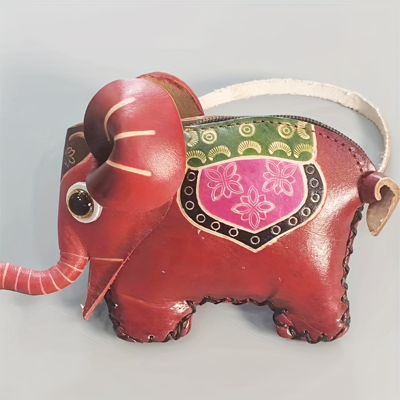 Handmade Elephant Coin Purse, Retro Genuine Leather Car Key Bag, Creative  Gift Small Handbag - Temu