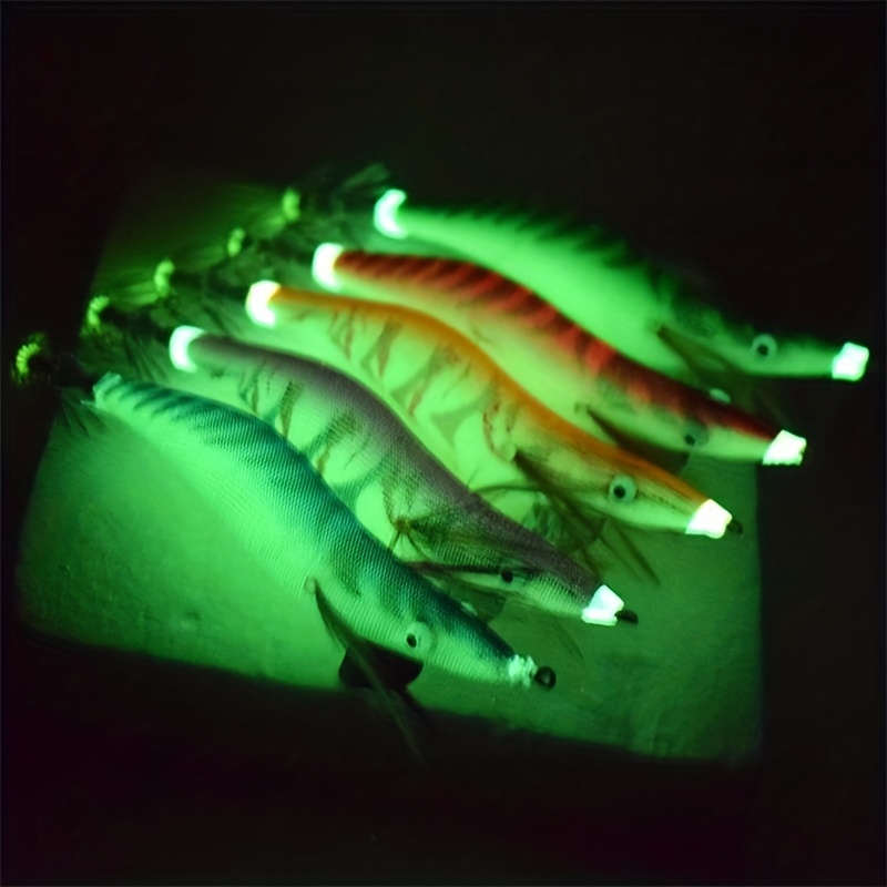 Labymos 6cm / 8cm Luminous Squid Jig Fishing Wood Shrimp Lure Squid  Cuttlefish Jig Lure Bait