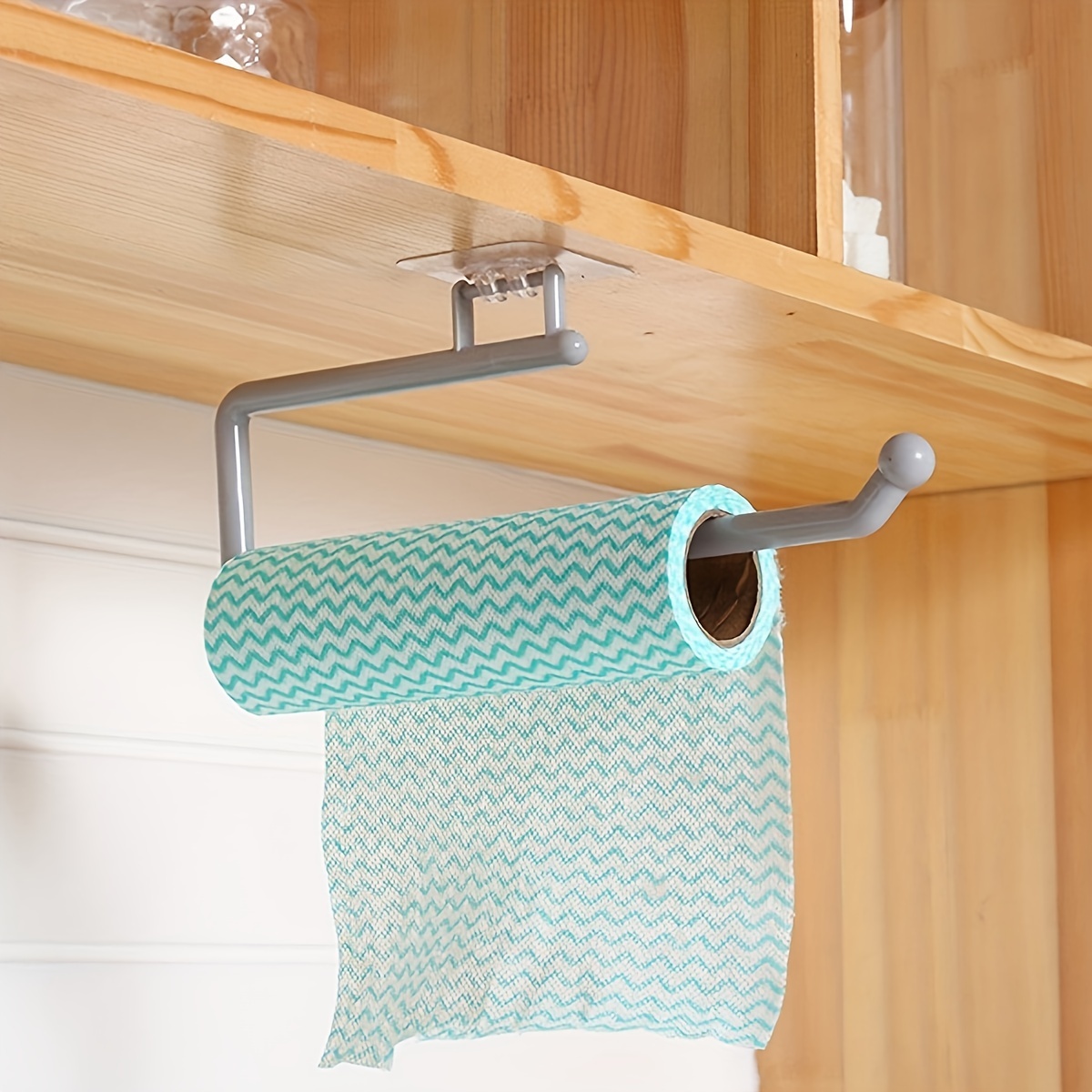 

1pc Punch-free Kitchen Paper Towel Rack, Toilet Paper Holder, Paper Roll Rack Hanger, Plastic Film Storage Rack, Rag Storage Rack, Wall-mounted Towel Bar, Kitchen & Bathroom Accessories