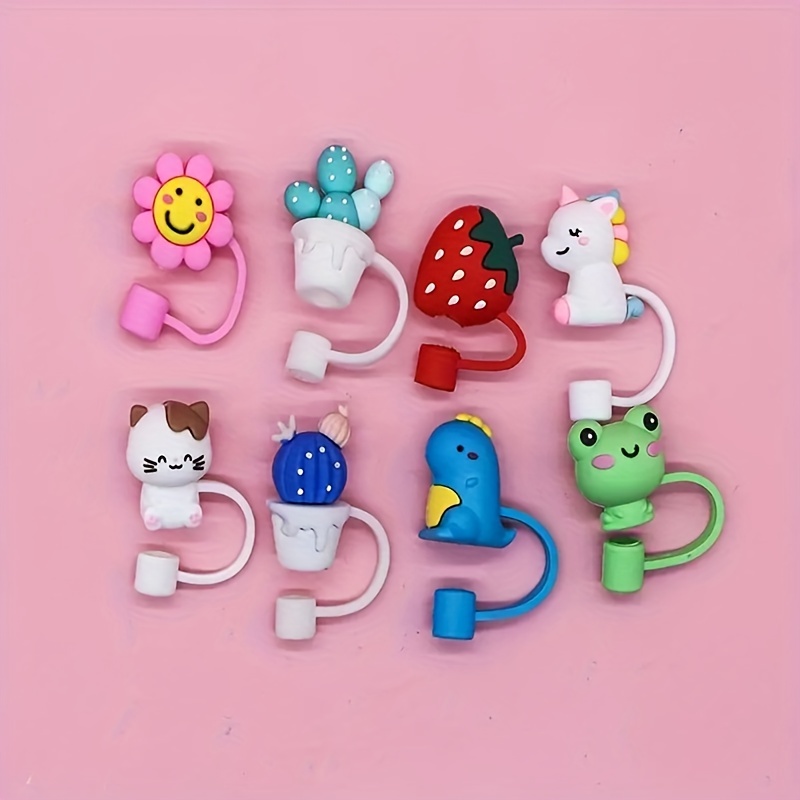 Cute Silicone Straw Covers Cap Silicone Straw Plug, Reusable