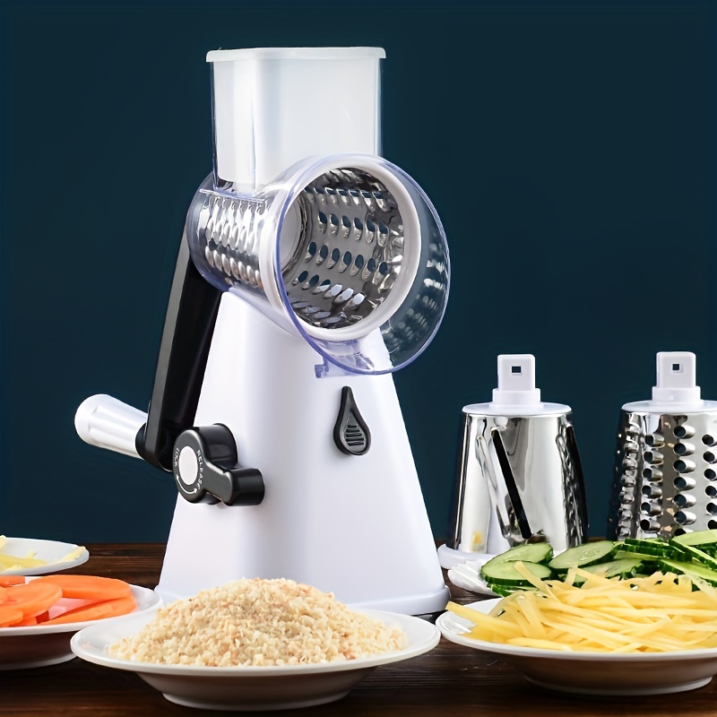 1pc Rotary Cheese Grater With Handle 3 Interchangeable - Temu