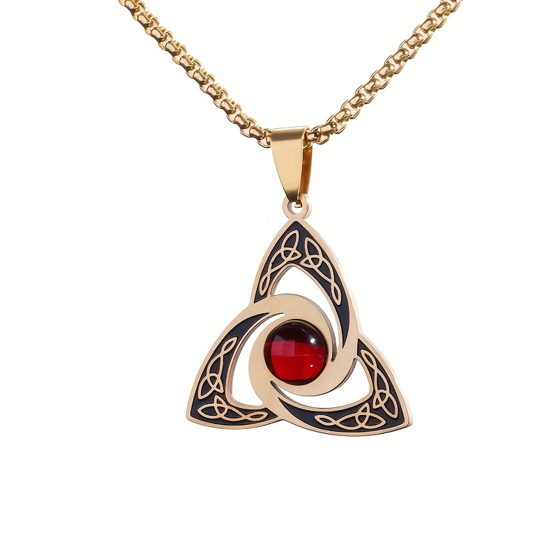 Stainless Steel Celtic Knot Necklace with Gemstone