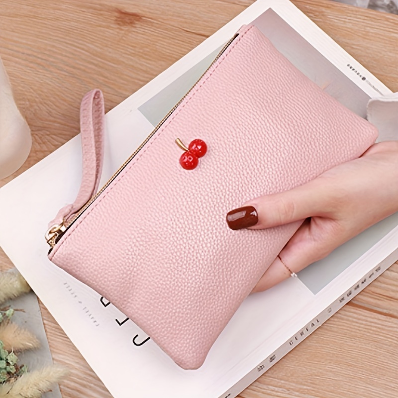  Zip Around Leather Wallet for Women, Hand Purse Clutch Long  Ladies Card Holder - Rose Pink Plaid : Clothing, Shoes & Jewelry