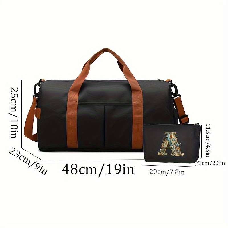 Solid Color Large Capacity Zipper Duffle Bag - Temu