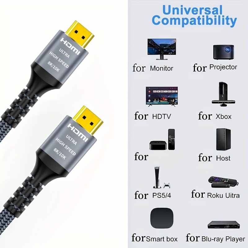 HDMI 2.1V 3D 48GBPS Ethernet Audio Video Full HDTV 8k Cable 1M 3M for PS5  XBOX X 