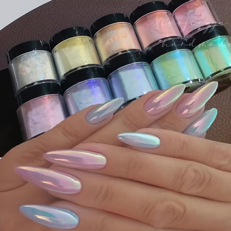 6 Colors Chrome Nail Powder Palette Holographic Laser Aurora - Temu Germany